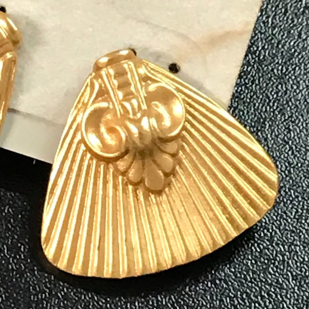 Gold Tone Vintage Triangular Post Earrings